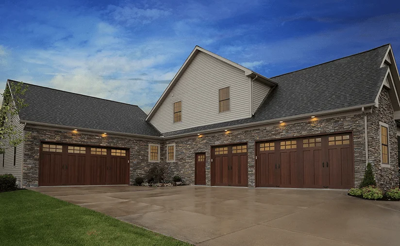 Canyon Ridge 5 layered GArage Door Design - Walnut - overhead doors