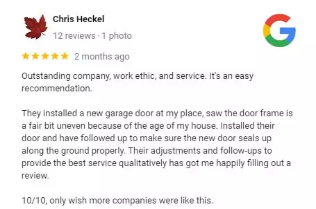5 star garage door review - tedford